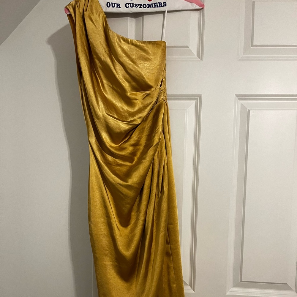 Cassini one shoulder dress in marigold XS